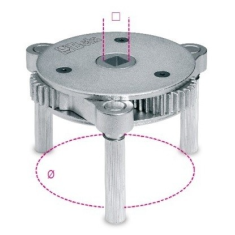 Chiave autoregolabile a tre bracci per filtri olio destrorsa-sinistrorsa Ø mm 105-165 art. 1493/S-U