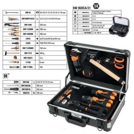 Valigia con assortimento di 82 utensili BW 2052LE-82
