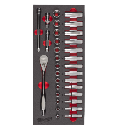 Set di cricchetto e bussole da 3/8˝ in modulo morbido