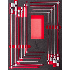 Set di chiavi a T con bussola esagonale snodata