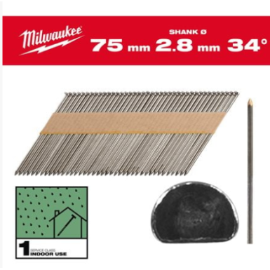 Chiodi 34° - Testa D 34° D-Head 75 mm / SS / B / SC1 - 2.200 pc