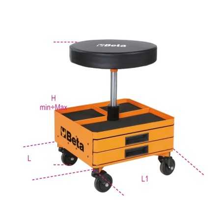 Seggiolino girevole con seduta regolabile e cassetti portautensili 2251N