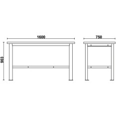 Banco da lavoro semplice con piano in legno, lunghezza 1,6 m BETA C58BC-W1,6 2