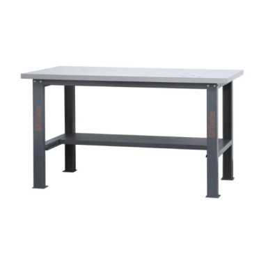 Banco da lavoro semplice con piano MDF rivestito in acciaio inox, lunghezza 1,6 m BETA  C58BC-X1,6