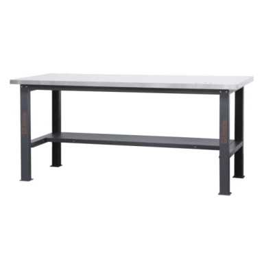 Banco da lavoro semplice con piano MDF rivestito in acciaio inox, lunghezza 2,1 m BETA C58BC-X2,1