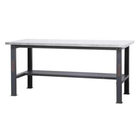 Banco da lavoro semplice con piano MDF rivestito in acciaio inox, lunghezza 2,1 m BETA C58BC-X2,1