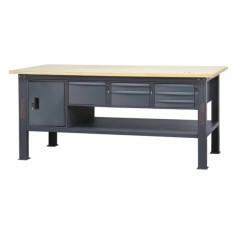 Banco da lavoro 2,1 m con piano in legno, 6 cassetti e modulo anta BETA C58BC-W2,1 6CA 2
