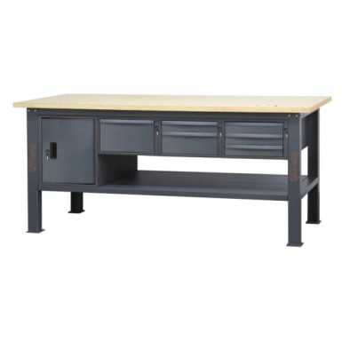 Banco da lavoro 2,1 m con piano in legno, 6 cassetti e modulo anta BETA C58BC-W2,1 6CA