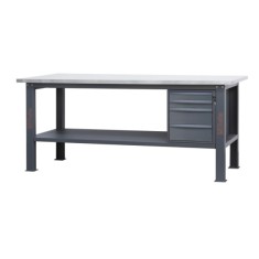 Banco da lavoro 2,1m con piano MDF rivestito in acciaio inox e 4 cassetti BETA C58BC-X2,1 4C 2