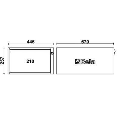 Cassettiera altezza 257 mm con 1 cassetto, per banchi componibili C58BC BETA C58CS 1C