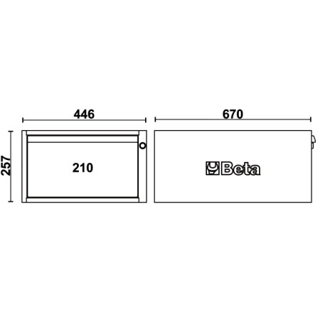 Cassettiera altezza 257 mm con 1 cassetto, per banchi componibili C58BC BETA C58CS 1C
