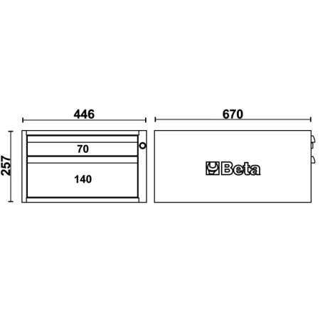 Cassettiera altezza 257 mm con 2 cassetti, per banchi componibili C58BC BETA C58CS 2C