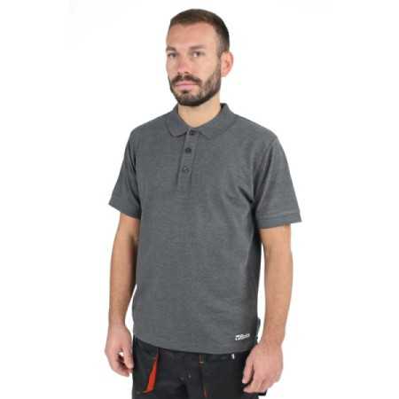 Polo work in cotone piquet 200g, con 3 bottoni, grigio melange BETA 7552G