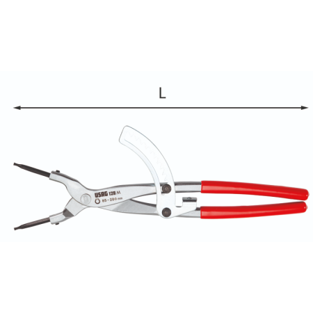 Pinza a cremagliera a becchi diritti per anelli elastici esterni di grandi dimensioni Usag 128 M