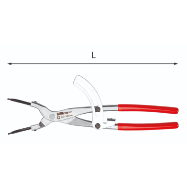 Pinza a cremagliera a becchi piegati a 45° per anelli elastici esterni di grandi dimensioni Usag 128 MP