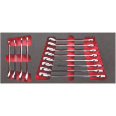 Modulo in spugna bicolore assortito chiavi combinate a cricchetto (12 pz) 519 M 285KA_L