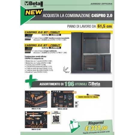 Combinazione arredo officina C45PRO 2.0 B7X con assortimento di 196 utensili universali