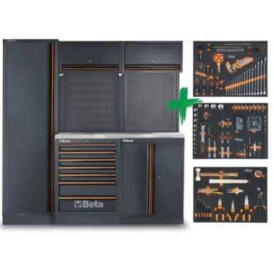 Combinazione arredo officina C45PRO 2.0 B7X con assortimento di 196 utensili universali