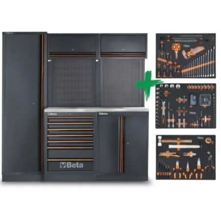 Combinazione arredo officina C45PRO 2.0 B7X con assortimento di 196 utensili universali