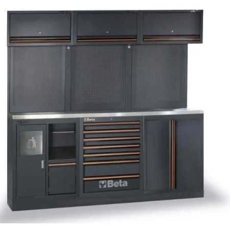 Combinazione arredo officina C45PRO 2.0 AX con assortimento di 157 utensili universali