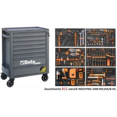 Cassettiera mobile con otto cassetti, con sistema ANTIRIBALTAMENTO e assortimento di 411 utensili INDUSTRIA 2400 RSC24A/8-VIL 2