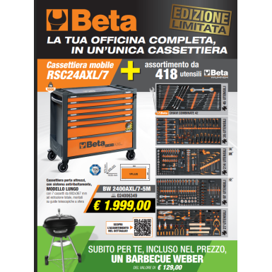 Cassettiera mobile RSC24AXLP/7 completo di 418 utensili Beta + Barbecue Omaggio
