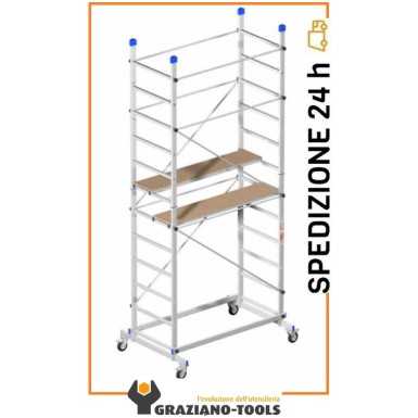 Trabattello Alluminio Ponteggio Ruote 150 Kg h 3,60mt 20694 Zeus Marchetti
