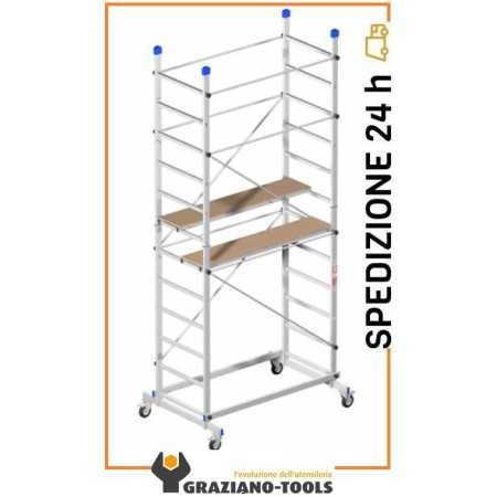 Trabattello Alluminio Ponteggio Ruote 150 Kg h 3,60mt 20694 Zeus Marchetti