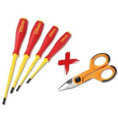 Serie di quattro giraviti slim con forbice per elettricisti 1128FX