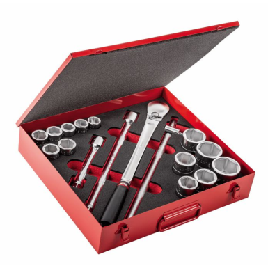 Assortimento in cassetta di lamiera con bussole esagonali ¾” (17 pz) Usag 612 3/4 EB