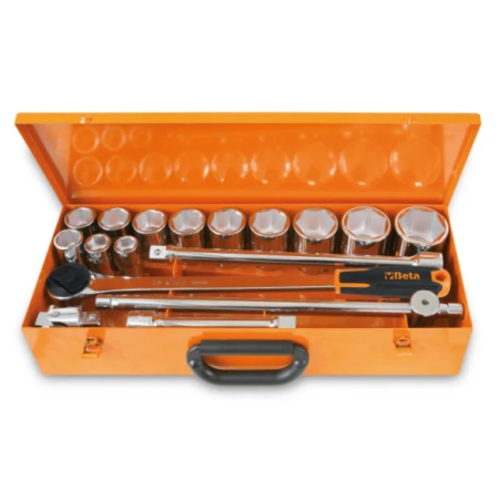 Assortimento di 12 chiavi a bussola esagonali e 5 accessori in cassetta di lamiera   art. 928A/C12