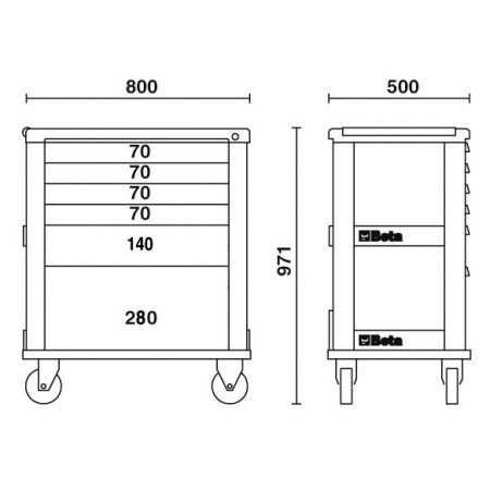CASSETTIERA CON 6 CASSETTI ORANGE ART. C39/6