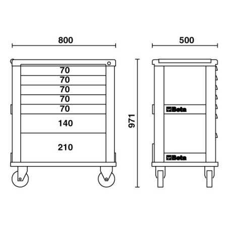CASSETTIERA CON 6 CASSETTI ROSSO ART. C39/6