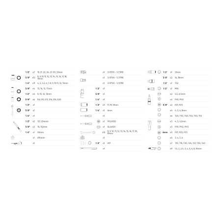 Valigetta portautensili da 132 pz c/ bussole esagonali 1/4 – 3/8 – 1/2
