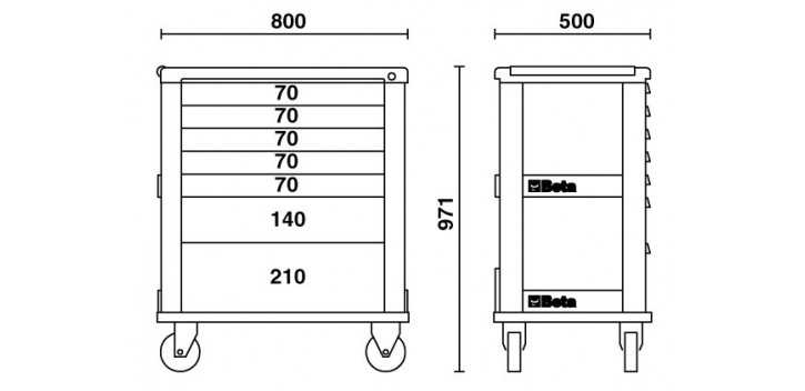 CASSETTIERA CON 6 CASSETTI ROSSO ART. C39/6