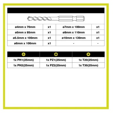Set di punte per muratura RX 7 pezzi Ryobi RARXM7