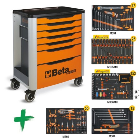 Cassettiera mobile con 7 cassetti, con assortimento di 285 utensili Beta – RSC39/7-O VA