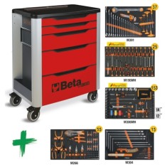 Cassettiera mobile con 7 cassetti, con assortimento di 285 utensili Beta – RSC39/7-R VA