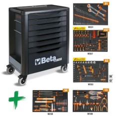 Cassettiera mobile con 7 cassetti, con assortimento di 288 utensili Beta – RSC39/7-A VI
