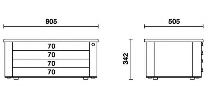 CASSETTIERA CON 8 CASSETTI ROSSO ART. C39/8