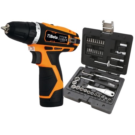 Kit trapano avvitatore Beta 1972/K12V-10 con cassetta BW 903E/C42 completa di 42 utensili