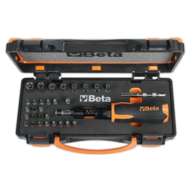 Assortimento 1 giravite dinamometrico, 8 chiavi a bussola esagonali, 20 inserti e 2 accessori Beta 584/C31