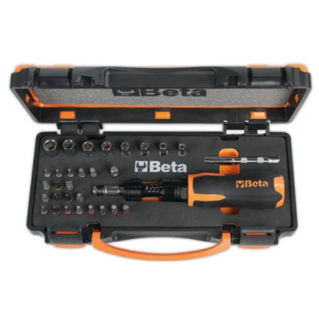 Assortimento 1 giravite dinamometrico, 8 chiavi a bussola esagonali, 20 inserti e 2 accessori Beta 584/C31