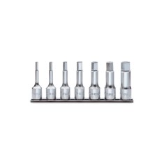 SERIE DI 7 CHIAVI A BUSSOLA MASCHIO ESAGONALE CON ATTACCO QUADRO FEMMINA 1/2" CROMATE ART. 920ME/SB7 2