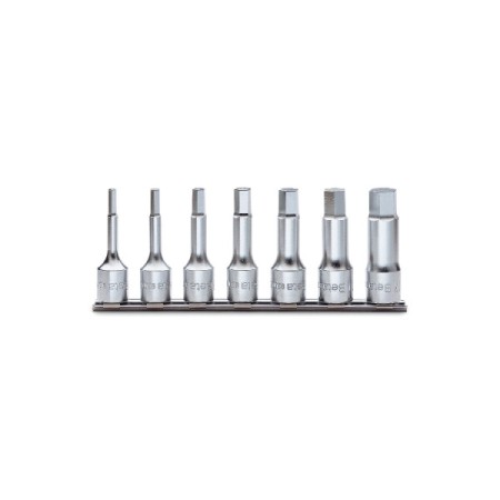 SERIE DI 7 CHIAVI A BUSSOLA MASCHIO ESAGONALE CON ATTACCO QUADRO FEMMINA 1/2" CROMATE ART. 920ME/SB7