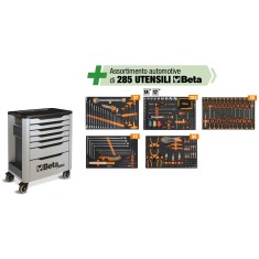 Cassettiera mobile con 7 cassetti, con assortimento di 285 utensili Beta – RSC39/7-G VA Racing Grey