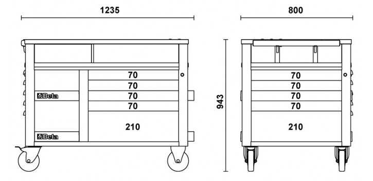 CARRELLO UPER TANK CON 10 CASSETTO ART. C28