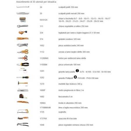 BORSA IN CUOIO CON 35 UTENSILI PER IDRAULICO ART. BETA 2009ID