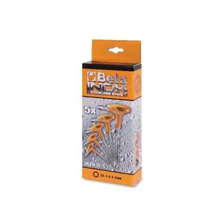 SERIE DI 5 CHIAVI A BRUGOLA CON IMPUGNATURA IN ACCIAIO INOX BETA ART.  96TINOX/S5