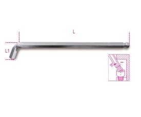 Chiavi maschio esagonale piegate a 110° con estremità sferica, modello lato extra corto, cromate art. 96BPA